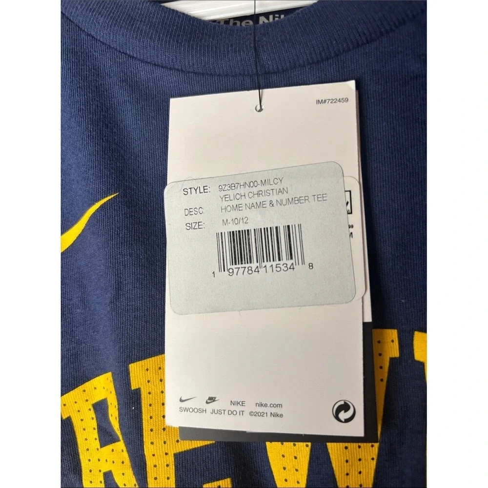 Nike‎ Navy and Gold Brewers Tee Christian Yelich 22 kids medium 10/12 NWT